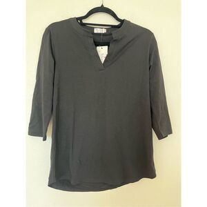 NWT Sherosa Shirt Top Tunic Pullover V Neck Round Hem 3/4 Sleeve